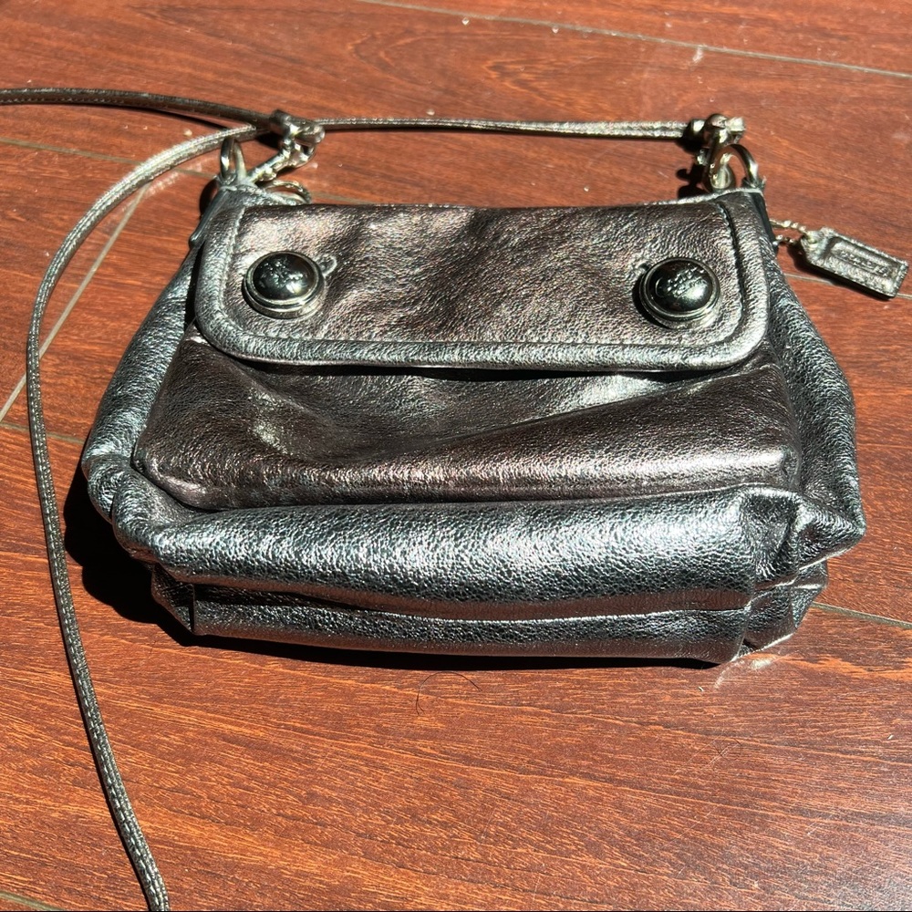 Coach Metallic Black Leather Crossbody Bag - Picture 2 of 7